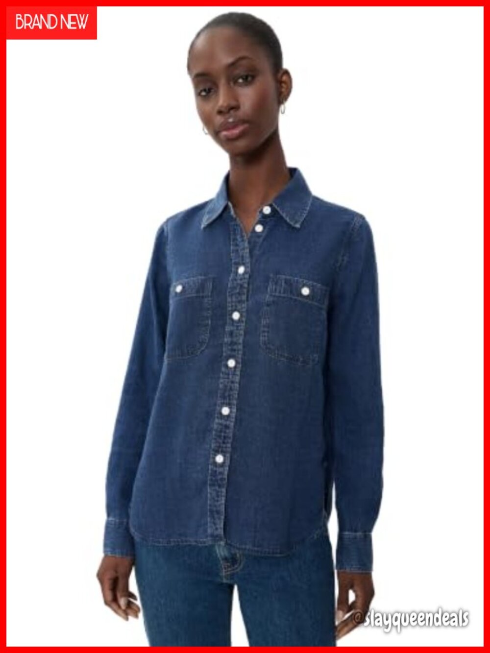 Chambray Classic Shirt - Long Sleeve Button Down, Patch Pockets